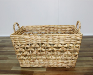 Bộ 3 sọt chữ nhật lục bình đan mắt na hoa thị